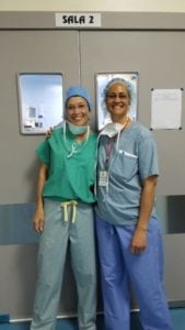 Dr. Pinkerton and her colleague outside of the Operating Room