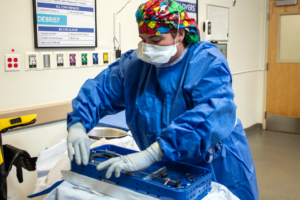Scrub Tech preps for surgery